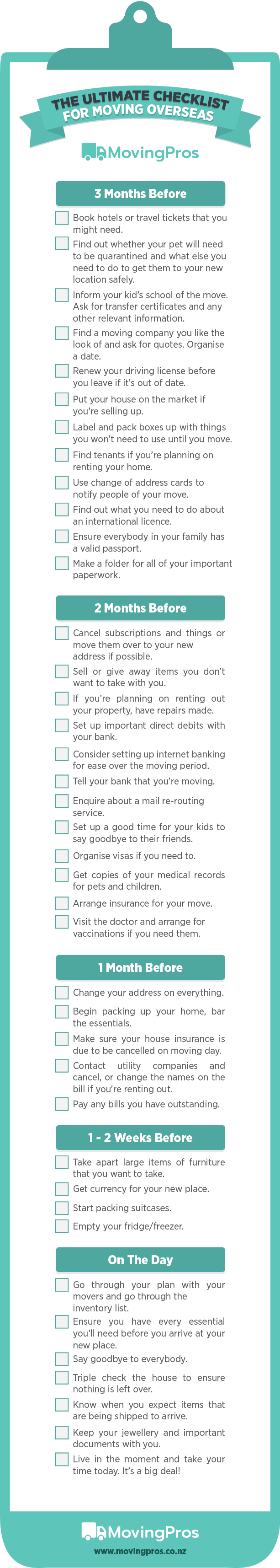 Moving Overseas Checklist Infographic